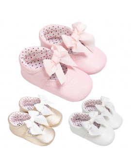  Infants Baby Soft Sole Shoes Baby Girls Bowknot PU Princess Shoes Toddler Casual First Walkers 