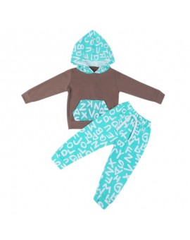  Kids Baby Girls Boys Letters Print Hooded Tops +Pants Outfits Newborn 2pcs Casual Suit Children Cotton Autumn Clothing Set 
