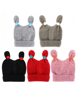  New Cute Baby Hats Toddler Kids Girl Bunny Ears Winter Warm Wool Knitted Cap Hat Newborn Cartoon Rabbit Ear Beanie