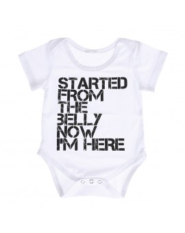  Newborn Baby Boy Girl Casual Bodysuit Short Sleeve White Letters Print Jumpsuit Outfits Infant Clothes