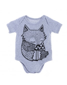  Newborn Cartoon Fox Print Bodysuit Baby Boys Girls Short Sleeve Jumpsuit Infant Summer Fashion Clothes