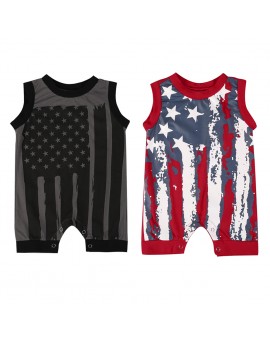  Newborn Flag Design Romper Toddler Kids Star Striped Jumpsuit Baby Boys Girls Sleeveless Rompers Infant Clothing