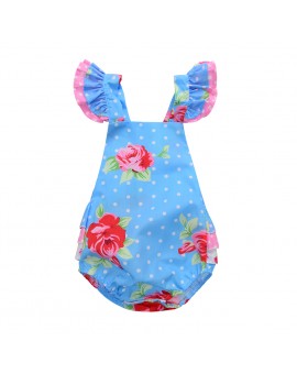  Newborn Floral Bodysuit Infant Baby Girl Flower Dot Print Jumpsuit Kids Summer Fashion Backless Clothes  