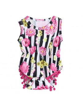 Newborn Floral Print Bodysuit Toddler Kid Sleeveless Clothes Baby Girl Cotton Blend Jumpsuit Fashion Summer Sunsuit 