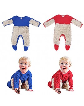  Newborn Stylish Jumpsuit Baby Boys Girls Mop Design Long Sleeve Swob Romper Toddler Kids Playsuit Outfit Clothes