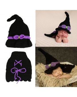  Newborn Wizard Photography Prop Baby Infant Crochet Knit Sorcerer Costume Hat Cap Outfits Toddler Kids Clothes