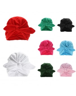  Toddler Kids Baby Cotton Soft Turban Knot Hat Rabbit Ears Stretchable Cap Bohemian Beanie