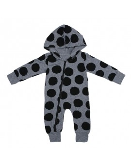  Unisex Newborn Clothes Baby Boys Girls Large Polka Dots Long Sleeve Hooded Romper Infant Cotton Zipper Jumpsuit Outfits