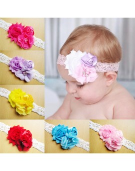 1pcs Baby Girls Floral Headwear Children Satin Headband Hair Dressing Accessories Random Color