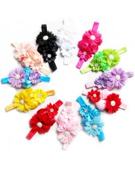 1pcs Girls Floral Headwear Baby Children Satin Headband Hair Bow Band Accessories Random Color