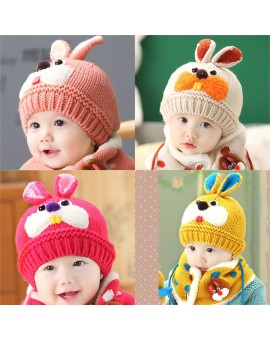 2 piece/ set Hat Scarf Baby Winter Cap Rabbit Knit Beanie Bonnet Warm Hats for Children Neck Warmer Photography Props