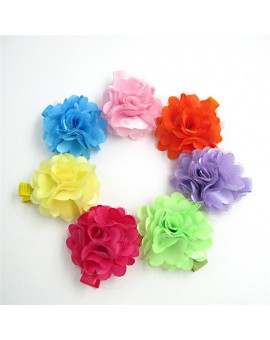20pcs Cute Flower Headwear Toddler Kids Mini Ribbon Bow Hair Hairpins Set 