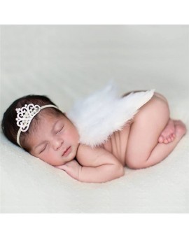 BS#S 0-6Months Baby Girls Angel Wings Set Unisex Design Newborn Feather Photography Props 