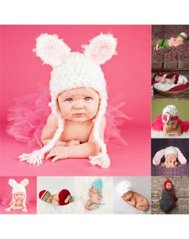 BS#S 2017 Newborn Cartoon Cotton Crochet Outfits Costume Baby Hat Baby Cap Newborn Knitting Photography Props 