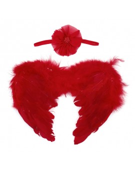 BS#S Baby Angel Wings Costume Feather Wing Set Newborn Cute Photography Props with Hair Band 