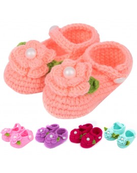 BS#S Cute Infant Toddler Princess First Walkers Newborn Baby Girls Kid Prewalker Soft Soled Shoe Flower Knitting Shoes Footwear