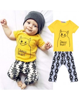 BS#S New Summer Korean Baby Clothing Set Unisex Boys Girls Children Casual Shirt+Shorts Suit 2 Pcs Kids Cartoon Printed Suit