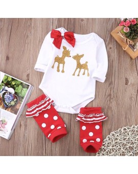 Baby Autumn Rompers Newborn Climbing Clothes Boys Girls Christmas Deer Jumpsuit Kids Long Sleeve Cartoon Clothing with Leggings