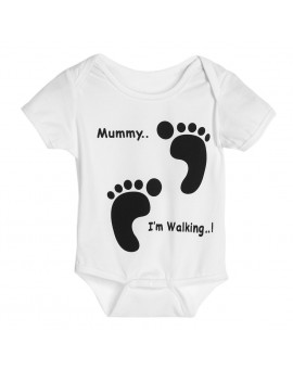 Baby Bodysuit Infant Fashion Clothes Girls Boys Footprint Clothes Toddler Kids Short Sleeve Jumpsuit 