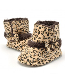 Baby Boots Winter Burst Child Snow Boots Children Warm Leopard Infant Crib Boys Girls Fur Winter Snow Shoes