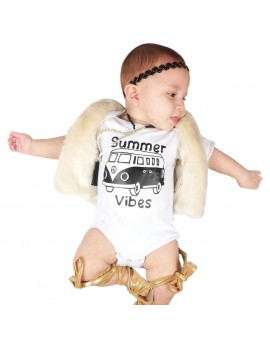 Baby Boys Girls Bodysuit Infant Bus Print Short Sleeve Jumpsuit Toddler Kids Lovely Summer Clothes