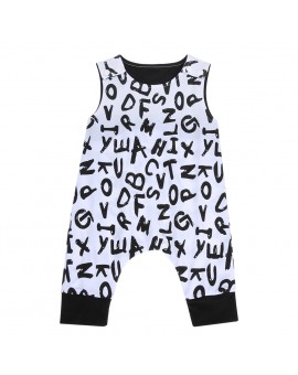 Baby Boys Sleeveless Letter Print Romper Children Cotton Jumpsuit Summer Climbing Clothes 
