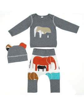Baby Clothes Toddler Kids Elephant Pattern Hoodie Tops + Long Pants +Hat Outfits Baby Boys Girls Cotton Clothing