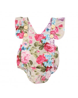 Baby Floral Halter Romper Newborn Infant Baby Girls Clothes Flower Print Jumpsuit 