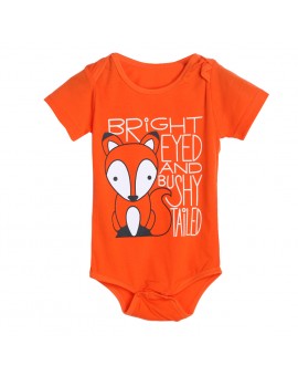 Baby Fox Print Bodysuit Infant Cartoon Short Sleeve Jumpsuit Lovely Toddlers Kids Clothing