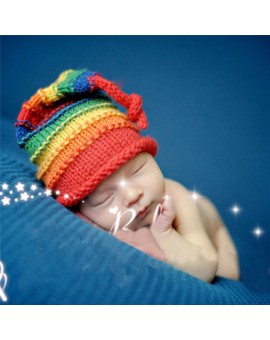 Baby Girls Boys Colorful Knittied Costume Hat Newborn Photography Prop Crochet Hats Caps Accessories