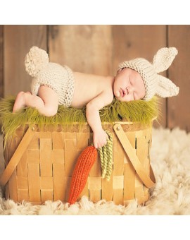 Baby Photo Props Newborn Photography Props Crochet Knitting Baby Bunny Costumes Set Rabbit Hats and Diaper Beanies and Pants