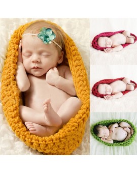 Baby Photography Props Handmade Newborn Knitted Hat Pod Sleeping Bag