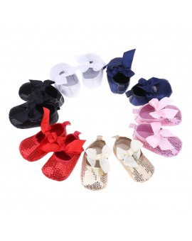 Baby Sequin First Walkers Newborn Cotton Soft Sole Shoes Infant Girls Moccasins Bowknot Prewalker 