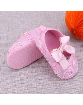 Baby Shoes Girls Rose Flower Soft Sole First Walkers Toddler Kids Princess Bowknot Anti-slip Floral Prewalkers