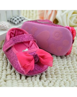 Bowknot Baby Girl Solid Shoes Toddler Prewalker Anti-Slip Shoe Simple Baby Shoes
