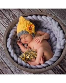 Cartoon Baby Photo Props Infant Winter Crochet Knit Flower Hat Cap Baby Boys Girls Beanie for Newborn Photography Prop 