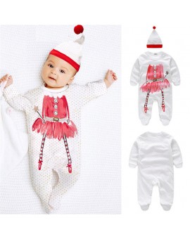 Cotton Faerie Infant Rompers Baby Clothes Set Newborn Polka Dot Long Sleeve Jumpsuit with Hat