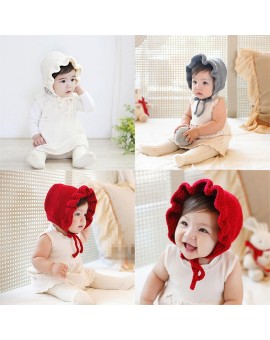 Cute Baby Warm Knitted Falbala Hat Toddler Kids Wool Cap Infant Little Princess Beanie 