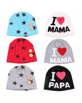 Fashion Autumn Baby Hats Infant Cotton Newborn Beanie Caps Toddler Boys Girls I LOVE MAMA PAPA Print Kids Cap