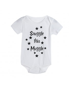 Fashion Baby Bodysuit Toddler Kids Letter Print Short Sleeve Jumpsuits Infant Clothes