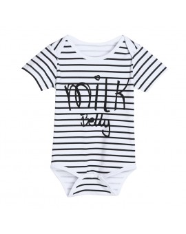 Fashion Baby Boys Girls Bodysuit Infant Striped Letter Print Jumpsuit Clothes Outfits