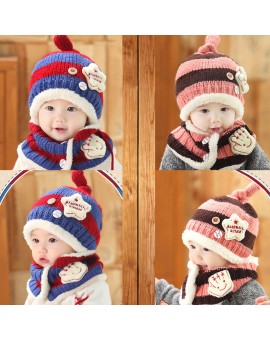 Fashion Baby Knitted Cap + Scarf Infant Handmade Knit Costume Beanies Newborn Photography Prop Crochet Shirt Girls Hat Cap 