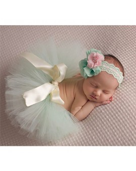 Newborn Baby Tutu Skirt Photography Props Peacock Handmade Crochet Beanie Beaded Cap Ball Gown