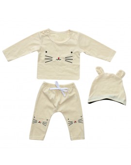 Newborn Cartoon Long Sleeve Underwear Cotton Baby Boys Girls Clothes Baby Kids Kitty Embroidered Underwear Outfits