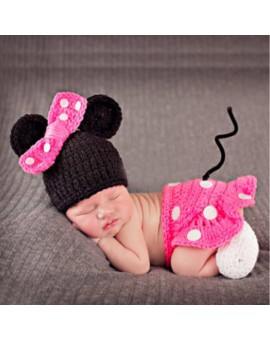Newborn Crochet Costume Baby Boys Girls Photography Props Infant Knitting Photo Props Kid Cartoon Cute Outfits with Shoes Hat