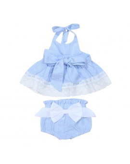 Newborn Fashion Backless Clothes Baby Girl Sleeveless Striped Halter Lace Top + Briefs + Belt Outfits Infant Clothing