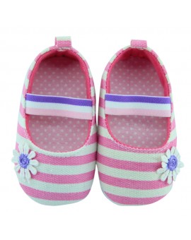 Newborn Flower Cotton Shoes Soft Soled Striped Crib Shoes Girls First Walkers for 0-18Month Infant