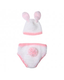 Newborn Handmade Cotton Photo Props Baby Girls Boys Crochet Knit Rabbit Costume Photo Photography Prop