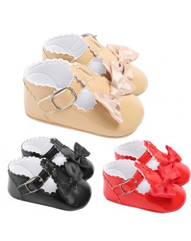 PU Leather Baby Shoes Toddler Kids Soft Soled Anti-slip Prewalker Infant Girls Buckle Strap Butterfly Knot First Walkers