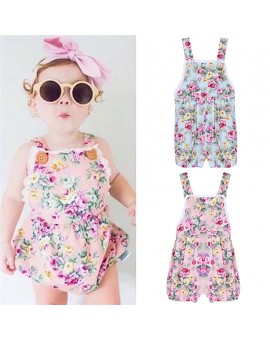 Summer New Cotton Baby Girls Pants Overalls Flower Print Harem Pants for 0-4 Years Kids